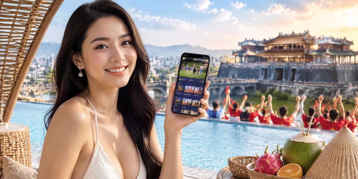 Người dùng tại Huế xem ứng dụng casino trên điện thoại cùng nón lá